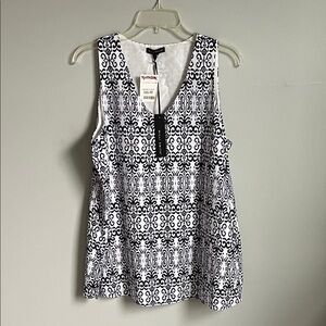 Willi Smith Black and White Sleeveless Blouse